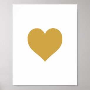 Coração Dourado - impressão da arte - decoraç