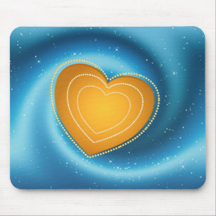 Coração dourado Mousepad