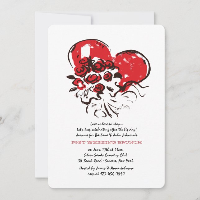 Coração e Rosas Postam Convite Brunch (Frente)