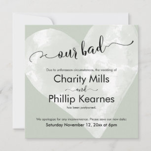 Coração em Sage Verde Nossa Má Carta De Casamento 