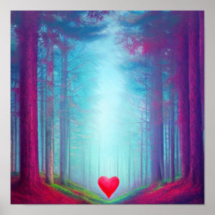 Coração em um Poster de Floresta Colorida
