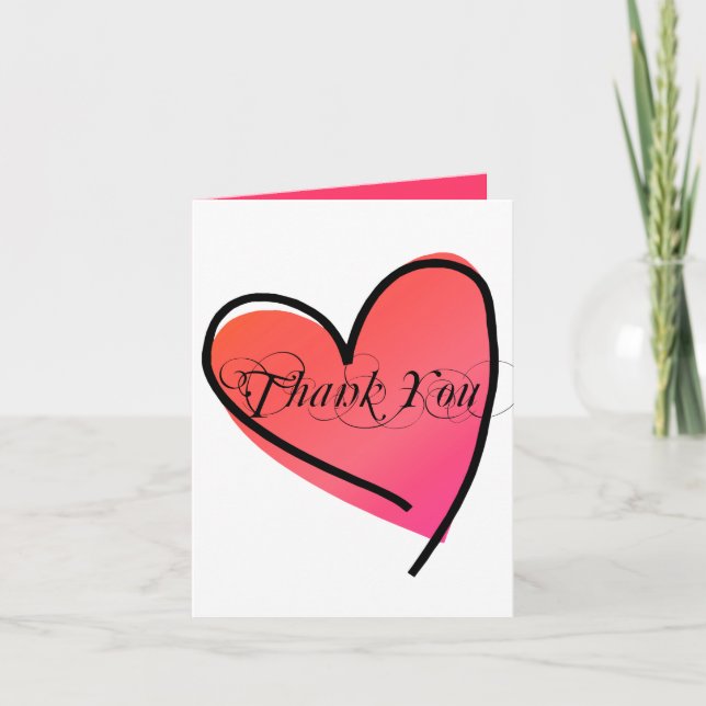 Coração Estiloso Simples Agradecimento de Casament (Frente)