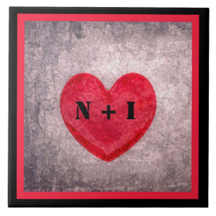 Coração Estonado em Monograma de Xadrez Negra e 