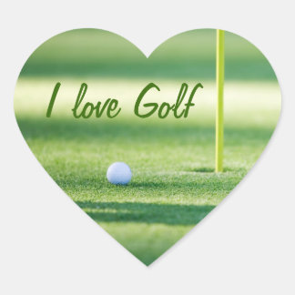 Coração Eu adoro adesivo de golfe