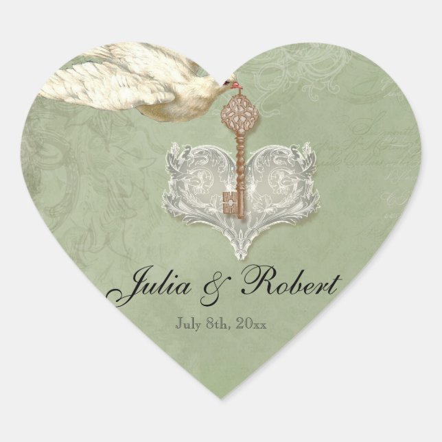 Coração Favorecer o adesivo do presente - Chave do meu cor (Frente)