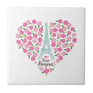Coração floral de Paris Bonjour