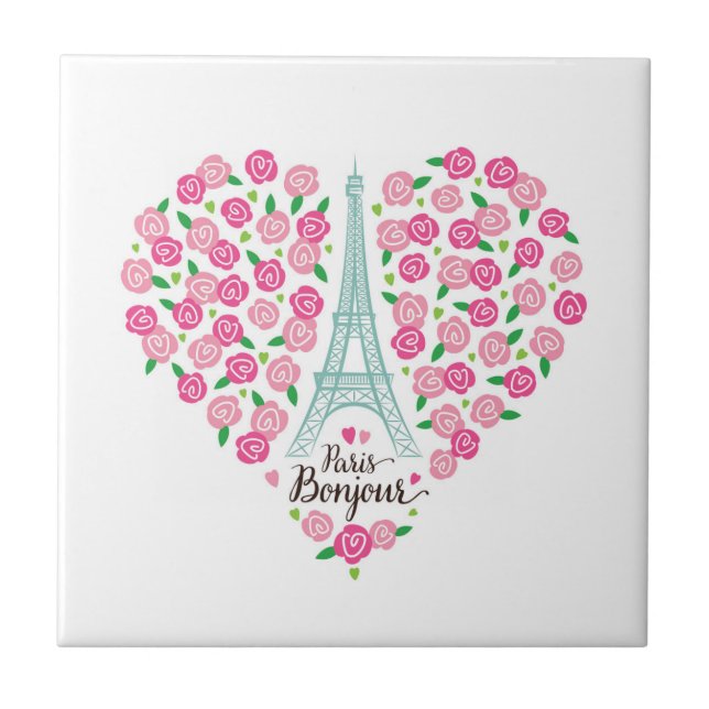 Coração floral de Paris Bonjour | (Frente)