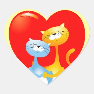 Coração Gatos apaixonados, adesivo
