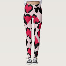Coração Leggings de impressão animal