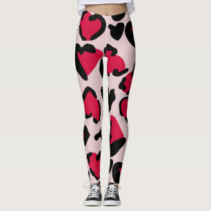 Coração Leggings de impressão animal