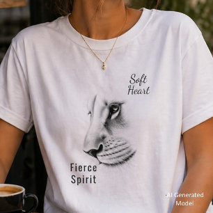 Coração Macio Espírito Feroz Camiseta de Leoa Femi