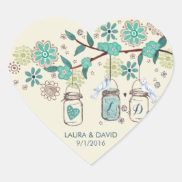 Coração Mason Jars Casamento no Jardim | Adesivo Círculo
