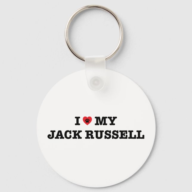 Coração Meu Jack Russell Button Chaveiro (Frente)