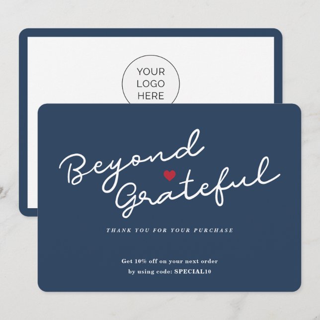 Coração moderno simples - Cartões de agradecimento (Frente/Verso)