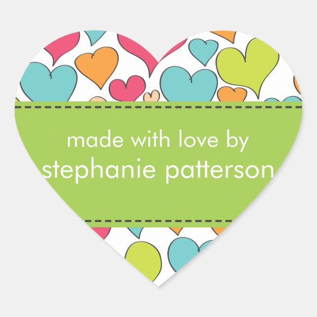 Coração Muitos corações feitos com amor por adesivo (Frente)