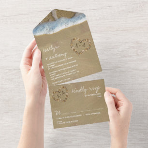 Coração Na Areia Monograma Casamento na Praia