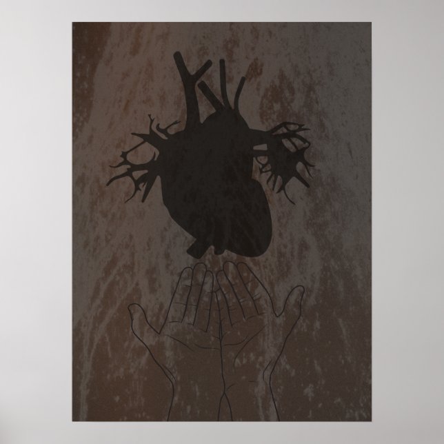 Coração nas mãos, poster de doação de órgãos (Frente)