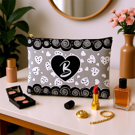 Coração Negro E Prateado Trendy Com Pontos E Rocha