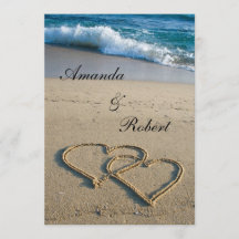 Coração no Convite para Casamento de Praia Shore