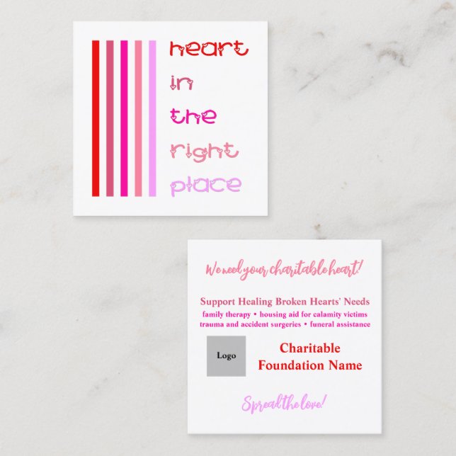 Coração no Local Certo Caridade Convite (Frente/Verso)