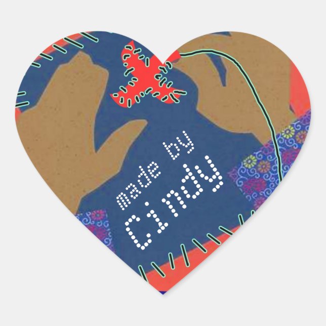 Coração Nome pessoal do ponto de extremidade do adesivo (Frente)