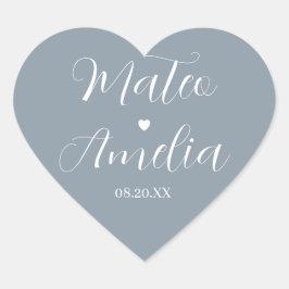 Coração Nomes de Noiva e Noivo em Caligrafia em Adesivo de