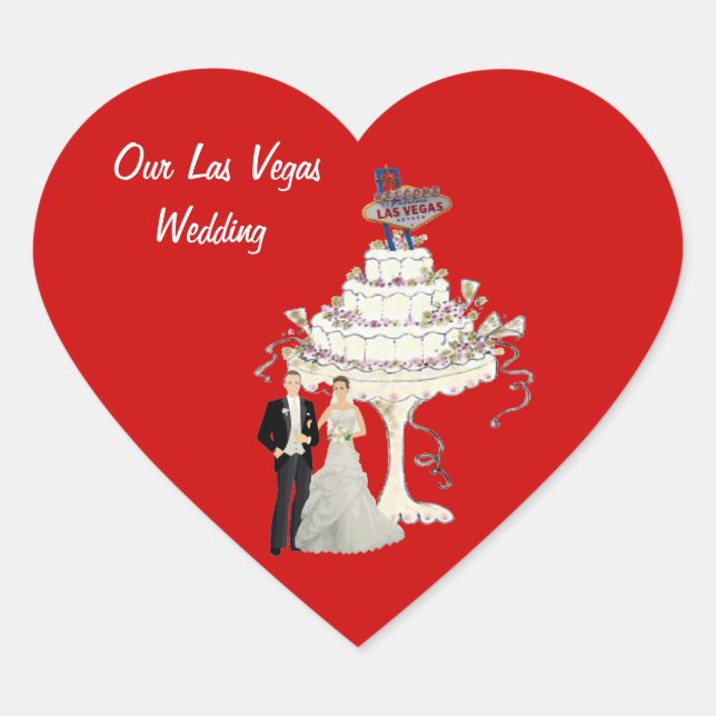 Coração O nosso adesivo de casamento em Las Vegas (Frente)