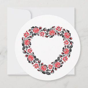 Coração original de flores rosas vermelhas cruzes