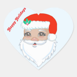 Coração Papai Noel Fofo Adesivo de Natal
