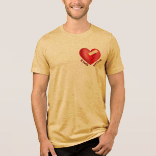 Coração partido curado com adesivo e citação de vi