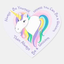 Pastel Rainbow Unicorn Heart - Adesivo em forma de