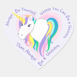 Coração Pastel Rainbow Unicorn Heart - Adesivo em forma de
