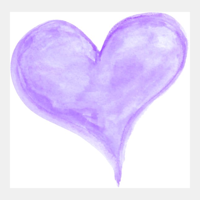 Coração Pintado com Aquarela Púrpura (Frente)