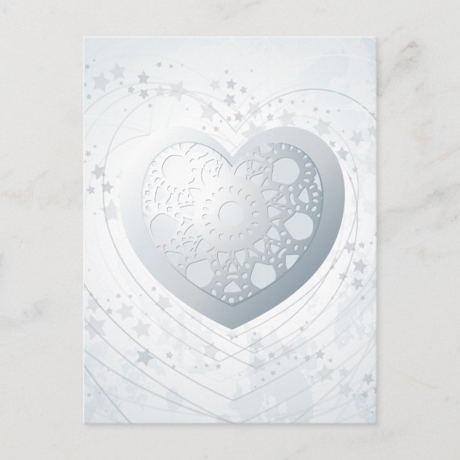 Coração prateado, cartão postal (Frente)