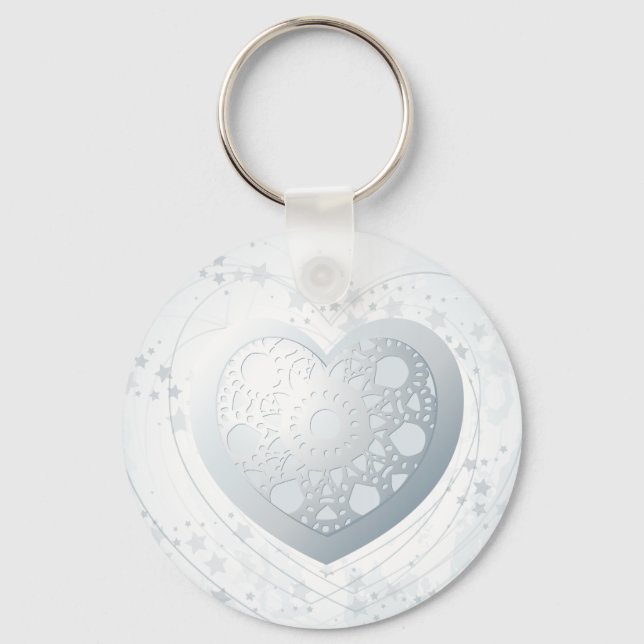 Coração prateado, chaveiro (Frente)