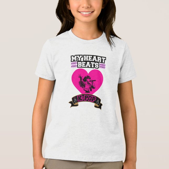 Coração Rosa Ídolo Cantando Design de Amor com Mús (Frente)