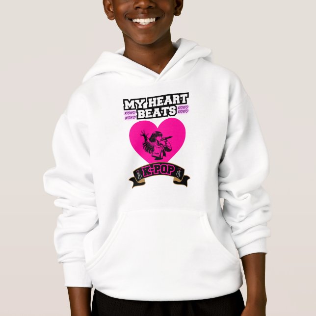 Coração Rosa Ídolo Cantando Design de Amor com Mús (Frente)