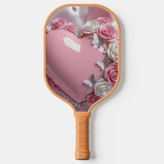 Coração Rosa Romântico Rosa & Borboleta Elegante