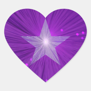 Coração roxo da estrela da etiqueta da estrela