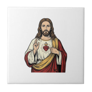 Coração Sagrado de Jesus Arte Vetorial de Gravura