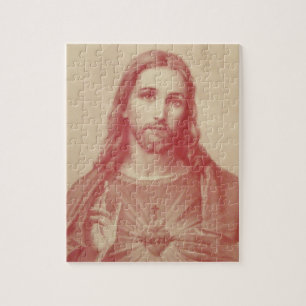 Coração sagrado do vintage do quebra-cabeça de