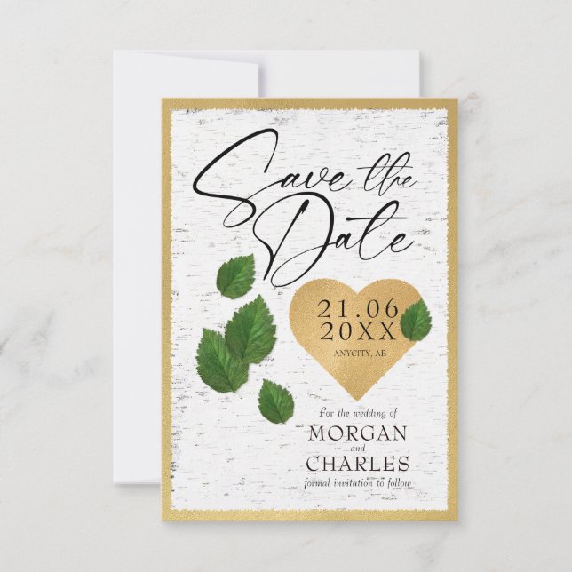 Coração Salva O Convite De Data De Casamento (Frente)