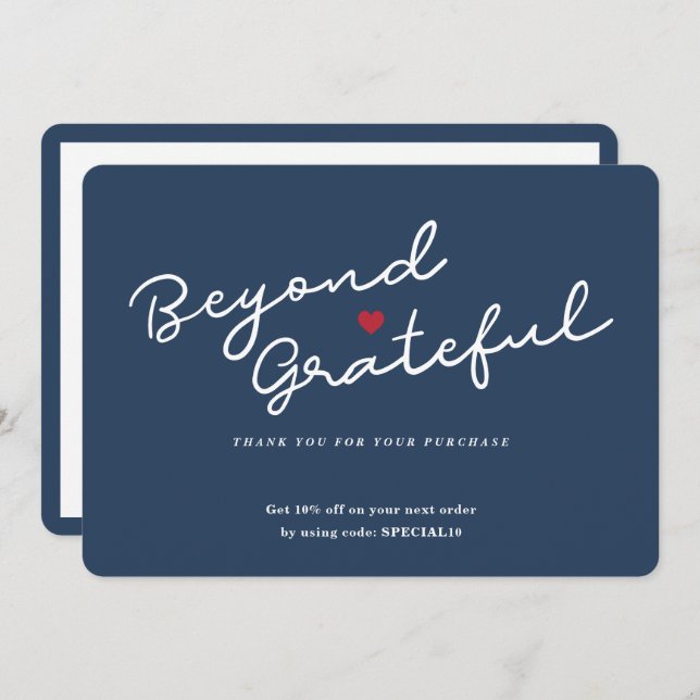 Coração Simples Moderno - Cartão de Agradecimento  (Frente/Verso)