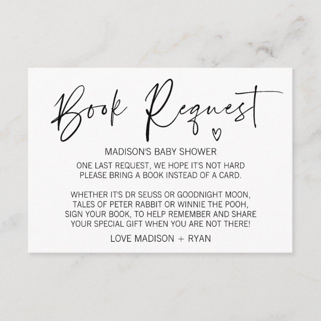 Coração simples moderno do cartão do pedido do (Frente)