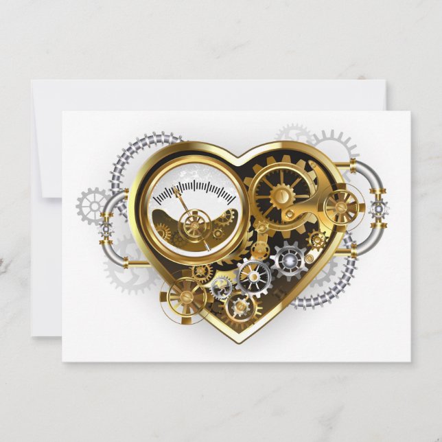 Coração Steampunk com Manômetro (Frente)
