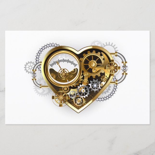 Coração Steampunk com Manômetro (Frente)
