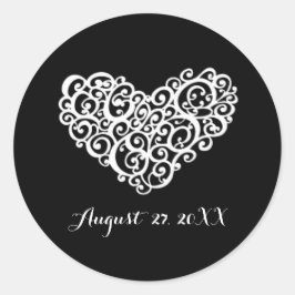 Coração Suave Preto com Branco - Adesivo em Círcul