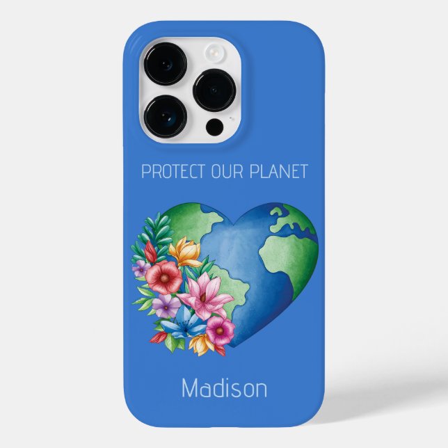 Coração Terra do Planeta de Texto Personalizado (Verso)