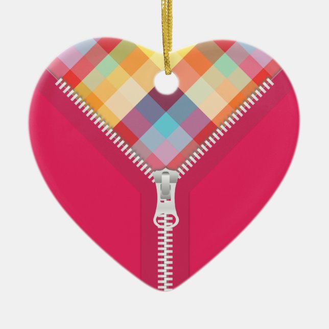 Coração Unzipped do ornamento das cores (Frente)