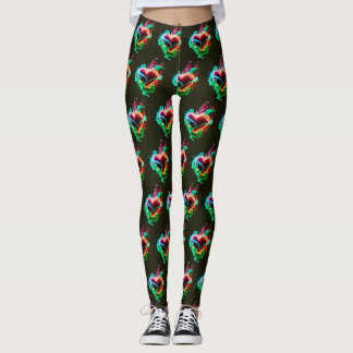 Coração Verde de Inveja em Leggings Personalizadas